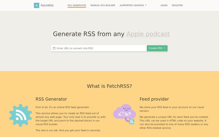 Képernyőkép: fetchrss.com