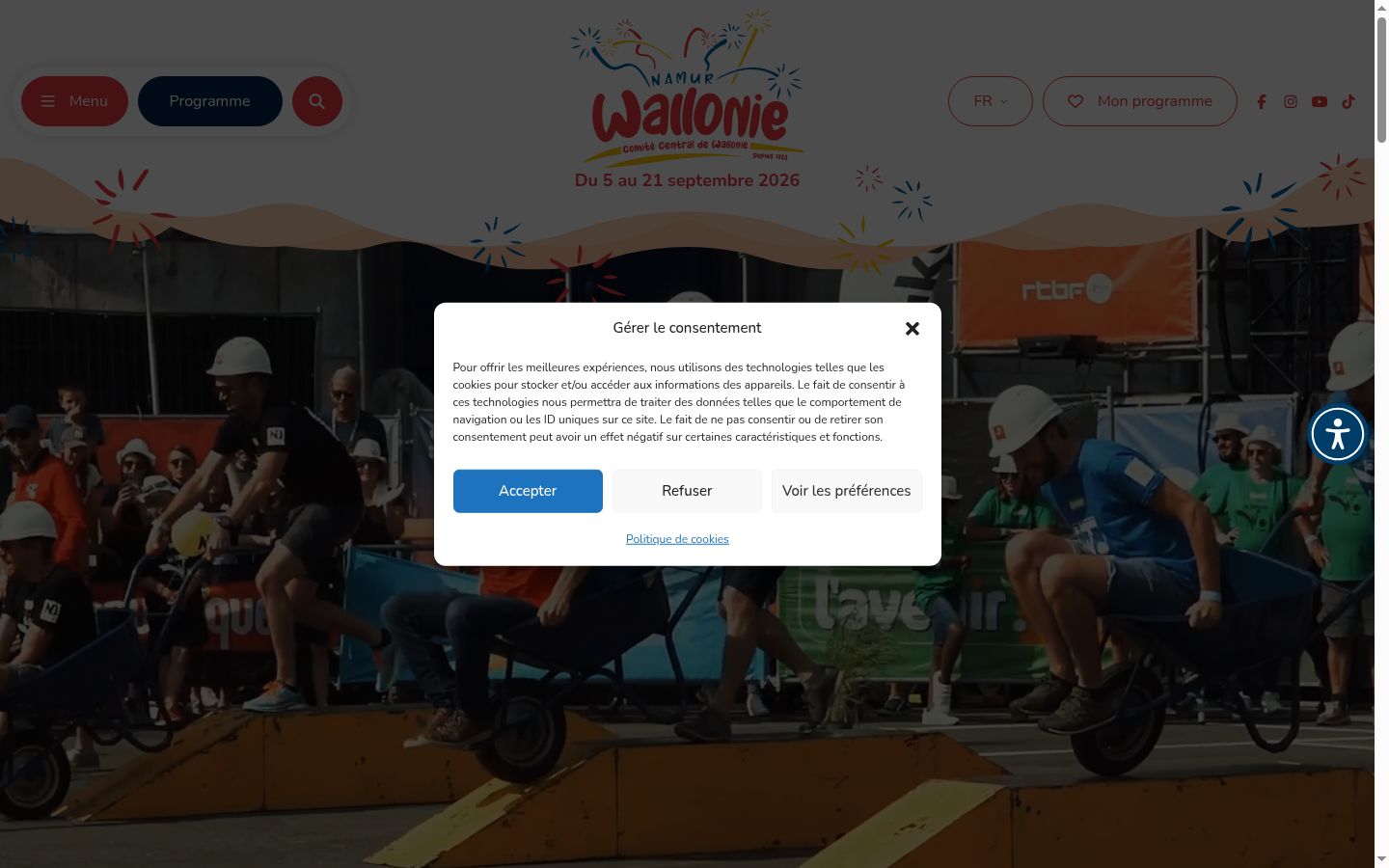 Captura de pantalla del banner de consentimiento mostrado antes de cualquier interacción