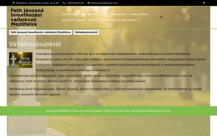 Screenshot of fethtemetkezes.hu