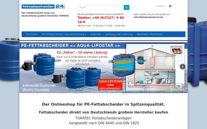 Skärmbild av fettabscheider24.de