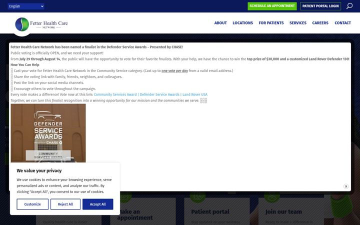 Screenshot of fetterhealthcare.org
