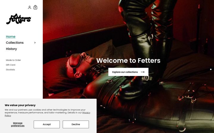 Screenshot ta' fetters.co.uk