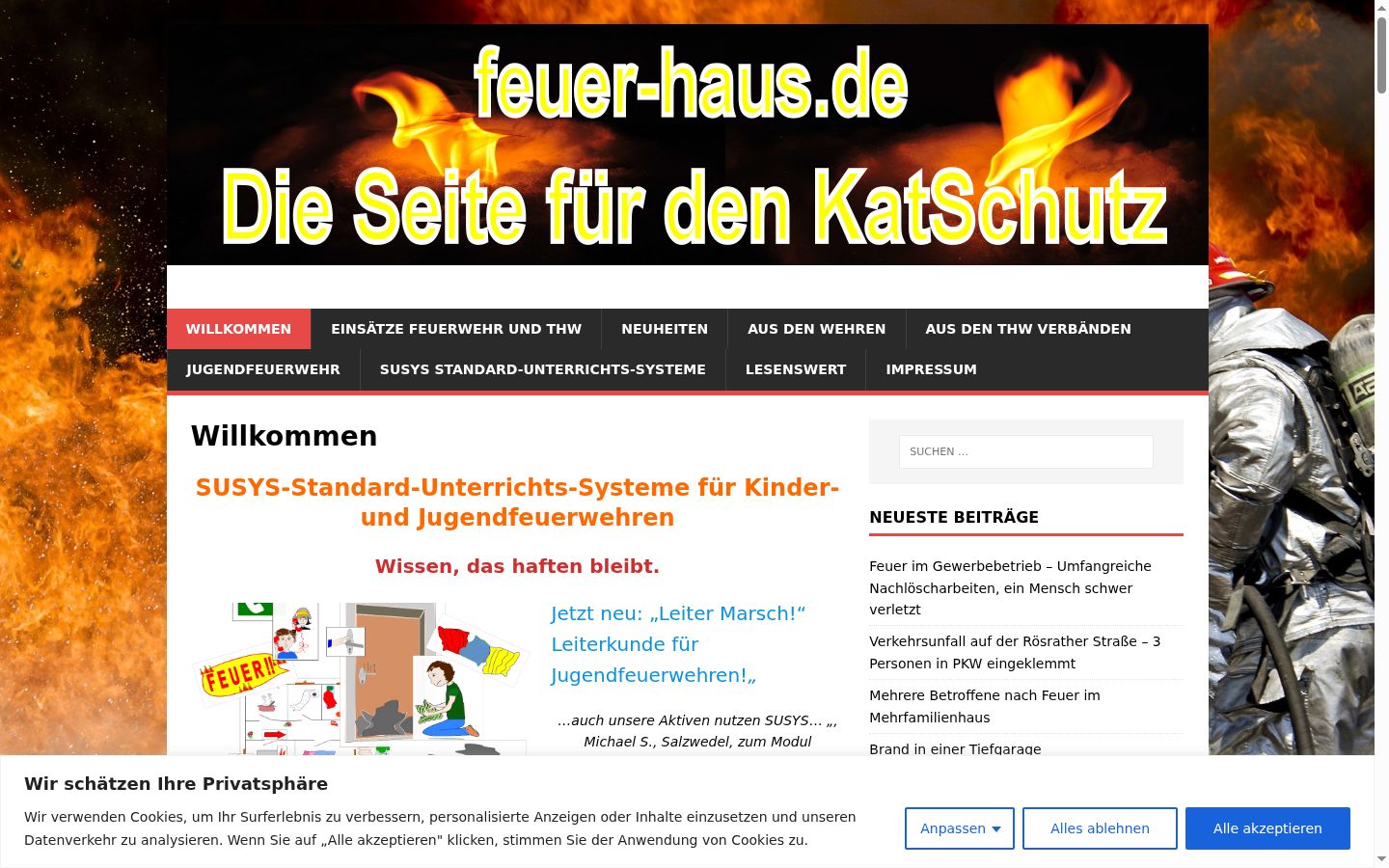 Screenshot des Einwilligungsbanners vor jeglicher Interaktion