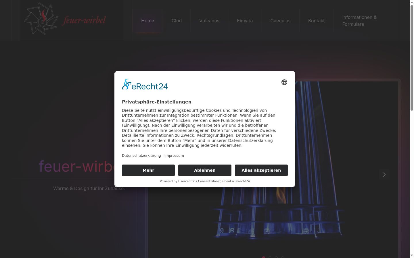 Captura de ecrã do banner de consentimento apresentado antes de qualquer interação