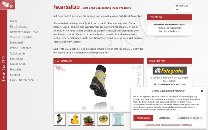 Capture d'écran de feuerball3d.de