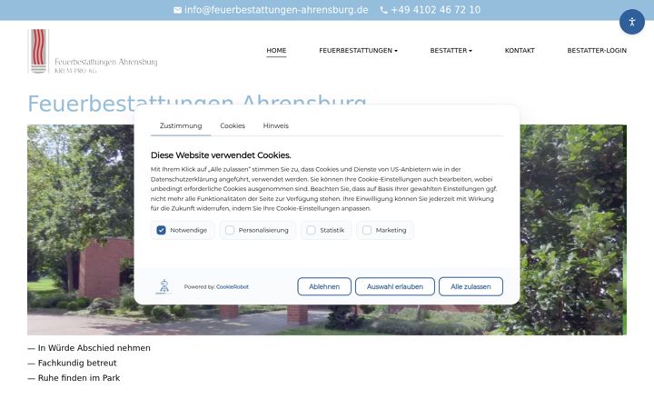 Screenshot of feuerbestattungen-ahrensburg.de