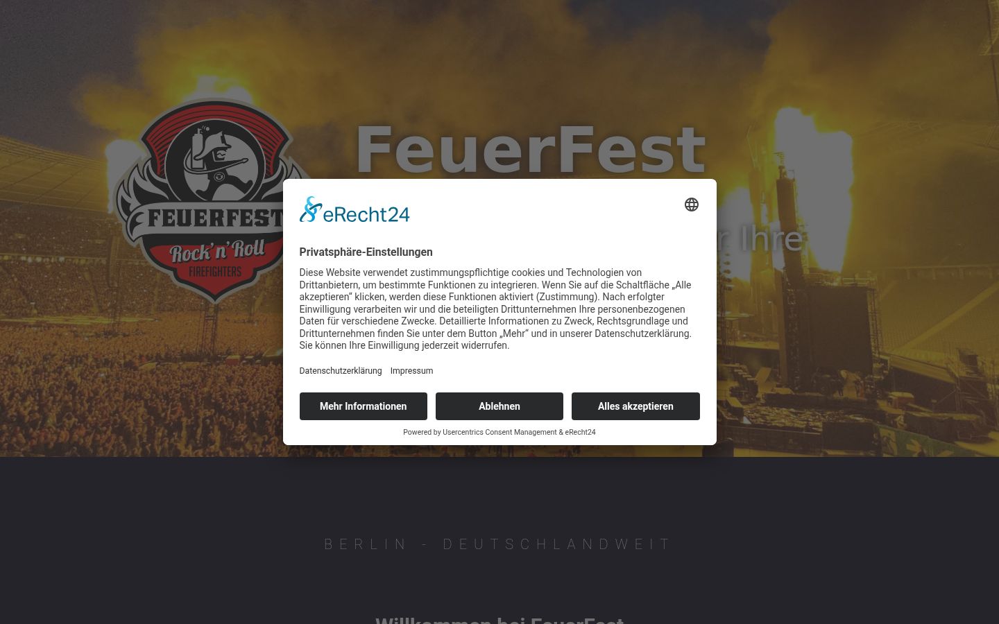 Screenshot des Einwilligungsbanners vor jeglicher Interaktion
