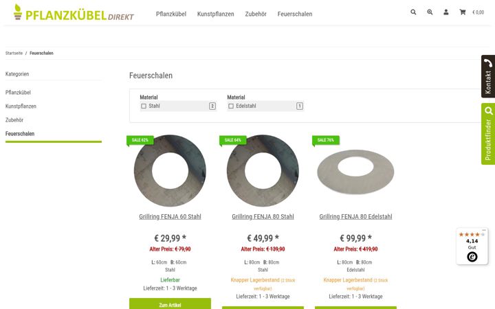 Screenshot of feuerschalen-shop.de