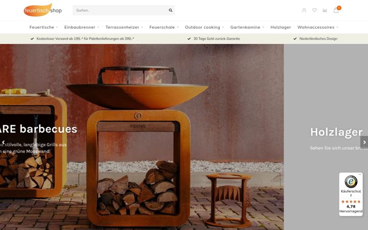 Screenshot of feuertischshop.com