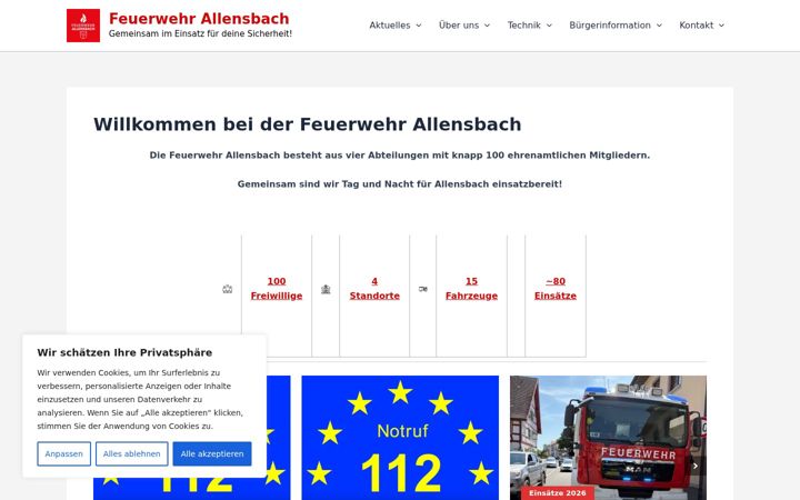 Screenshot of feuerwehr-allensbach.de
