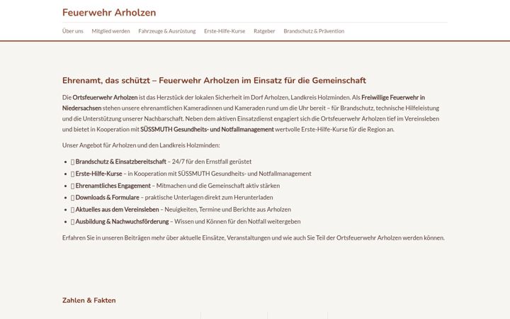 Screenshot of feuerwehr-arholzen.de