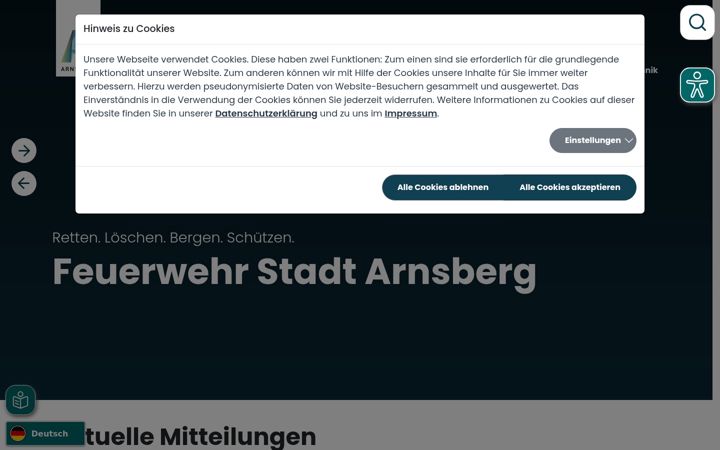 Screenshot of feuerwehr-arnsberg.de
