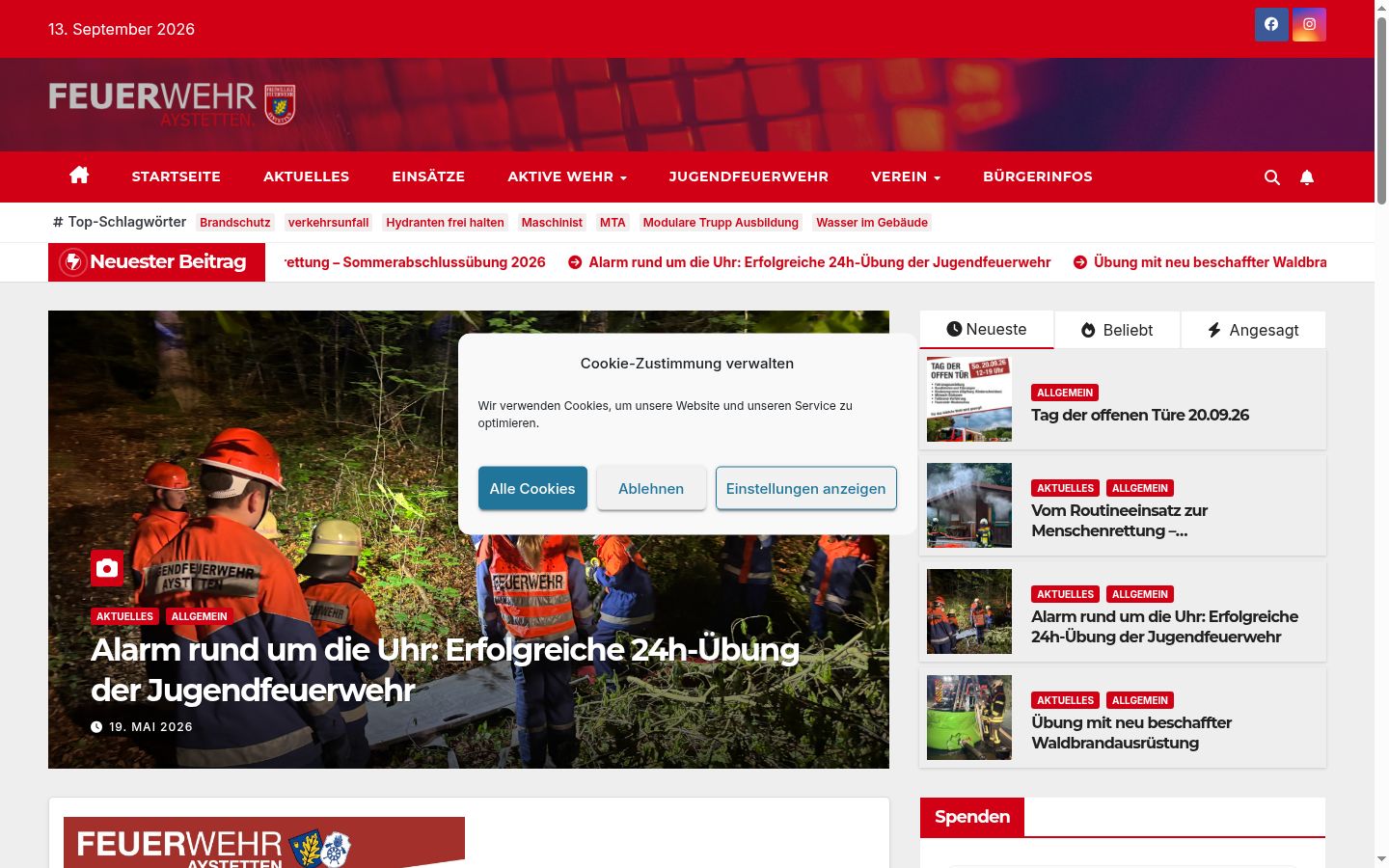 Screenshot of the consent banner shown before any interaction