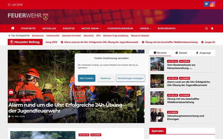 Screenshot of feuerwehr-aystetten.de