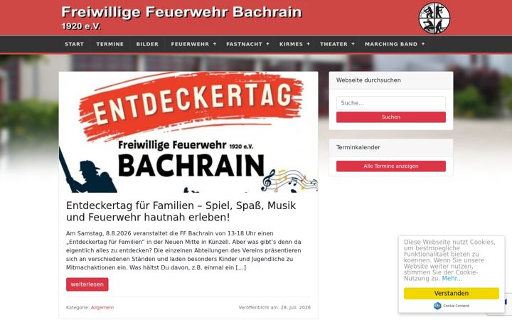 Screenshot of feuerwehr-bachrain.de