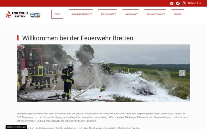Screenshot of feuerwehr-bretten.org