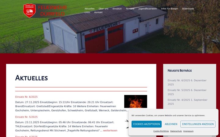 Snímek obrazovky feuerwehr-duerrfeld.de