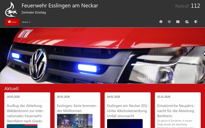 Screenshot of feuerwehr-esslingen.de
