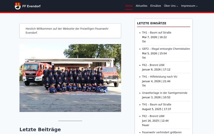 Snímek obrazovky feuerwehr-evendorf.de