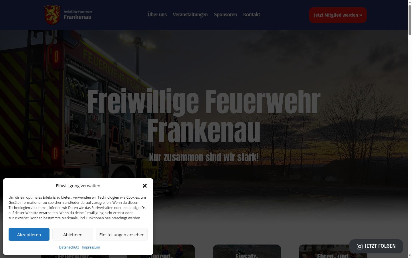 Screenshot of the consent banner shown before any interaction