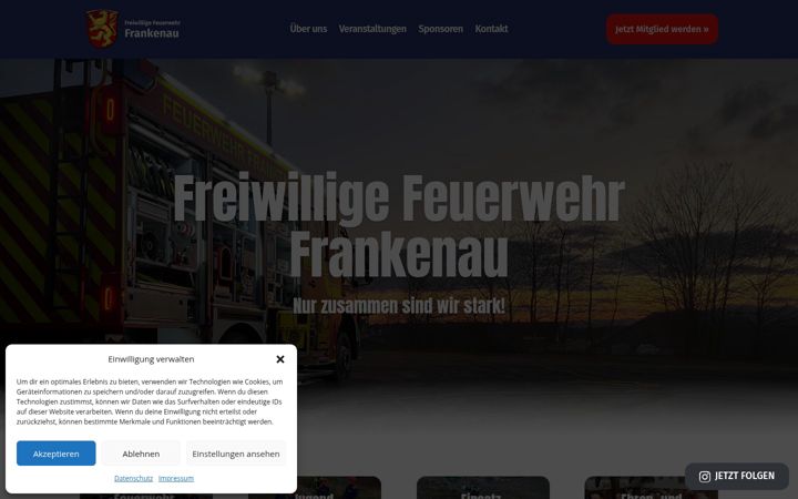 Screenshot of feuerwehr-frankenau.de