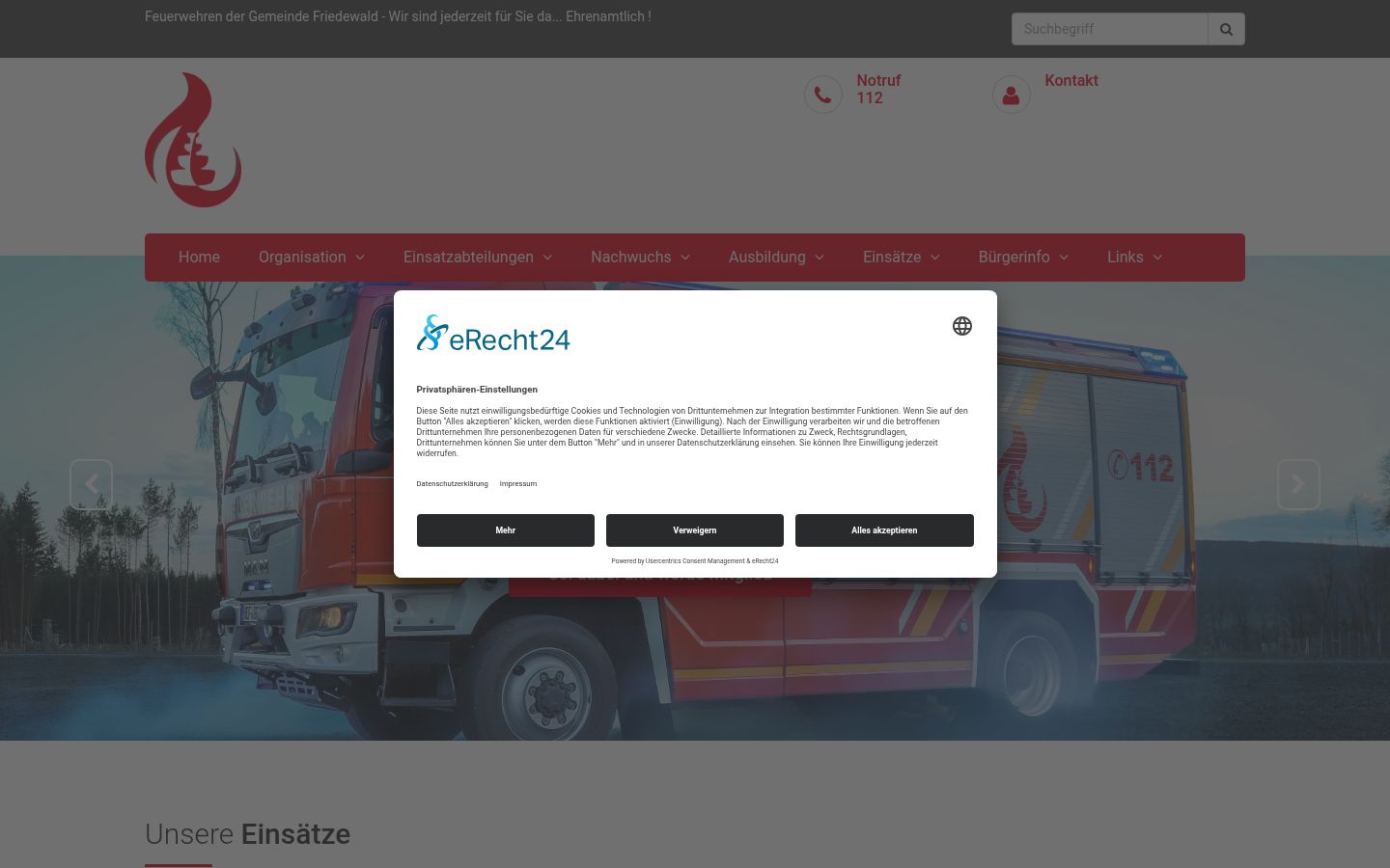 Captura de pantalla del banner de consentimiento mostrado antes de cualquier interacción