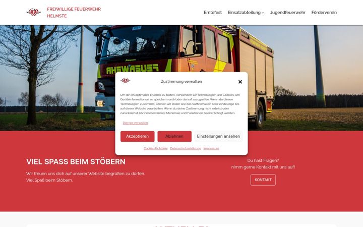 Screenshot of feuerwehr-helmste.de