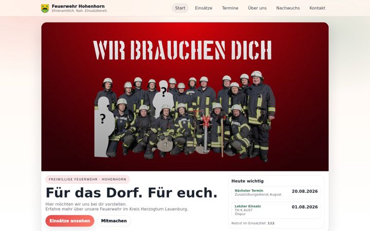 Screenshot of feuerwehr-hohenhorn.de