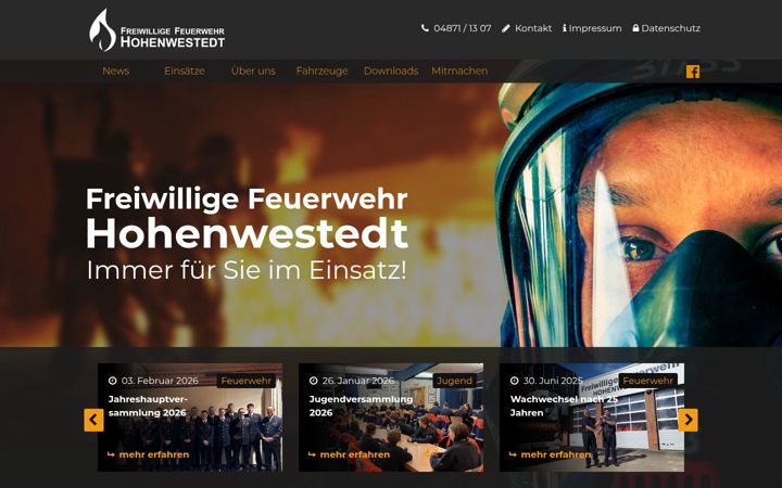Screenshot of feuerwehr-hohenwestedt.de