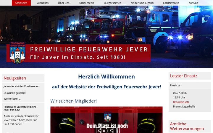 Snímek obrazovky feuerwehr-jever.de