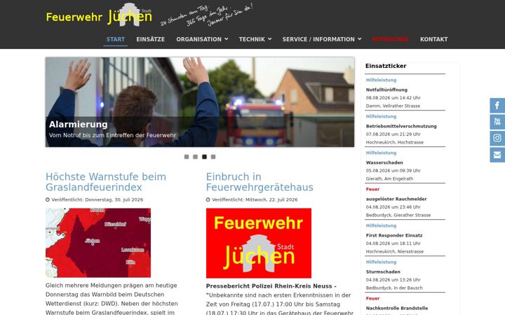 Snímek obrazovky feuerwehr-juechen.de