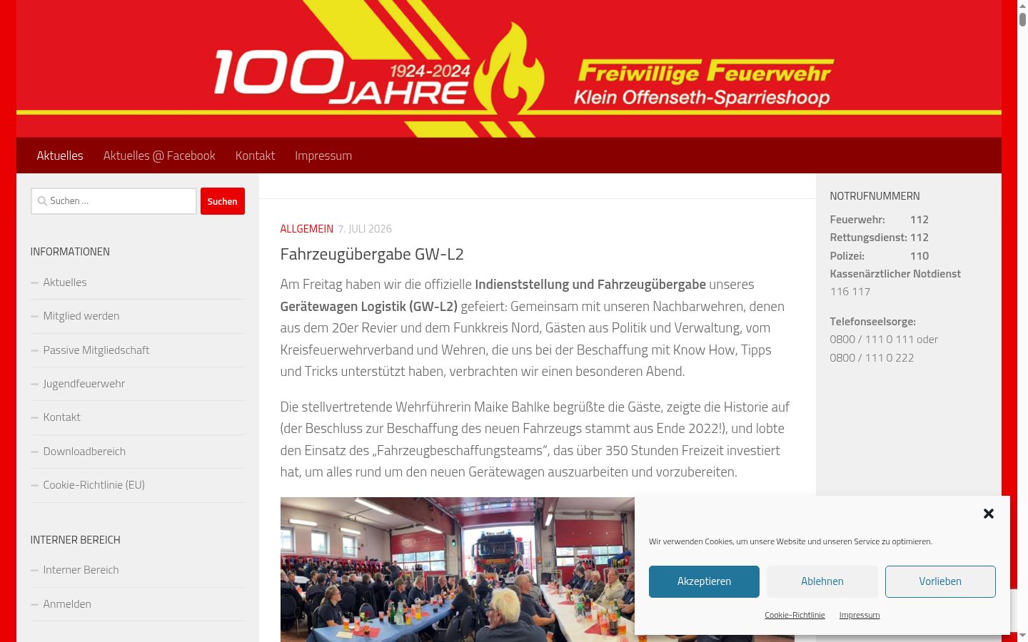 Screenshot des Einwilligungsbanners vor jeglicher Interaktion
