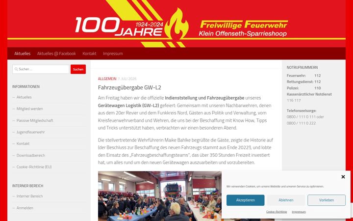 Screenshot of feuerwehr-klein-offenseth-sparrieshoop.de