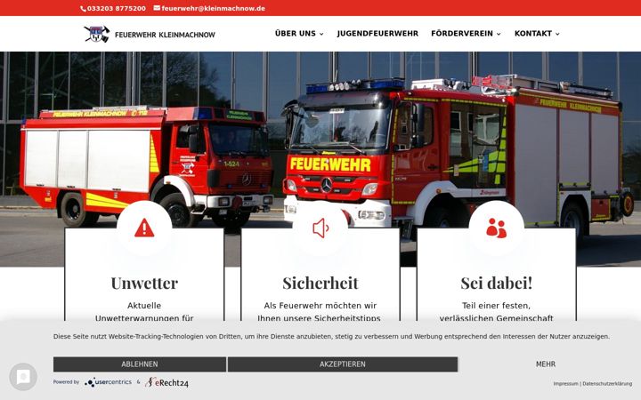 Snímek obrazovky feuerwehr-kleinmachnow.de
