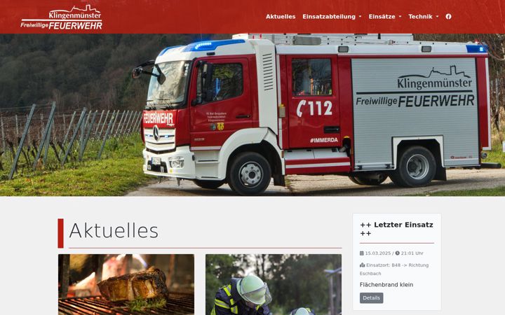 Ekraanipilt saidist feuerwehr-klingenmuenster.de