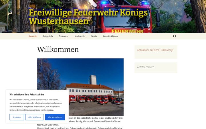 Screenshot of feuerwehr-kw.de