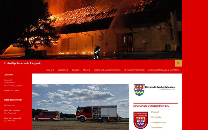 Skärmbild av feuerwehr-langwaid.de