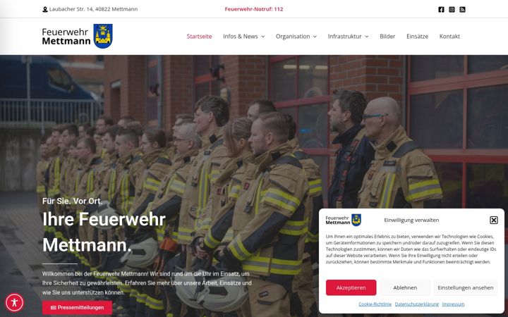 Screenshot of feuerwehr-mettmann.de