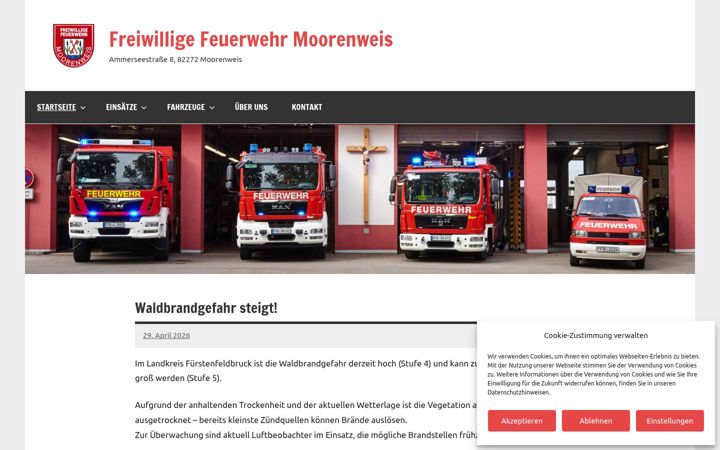Skærmbillede af feuerwehr-moorenweis.de