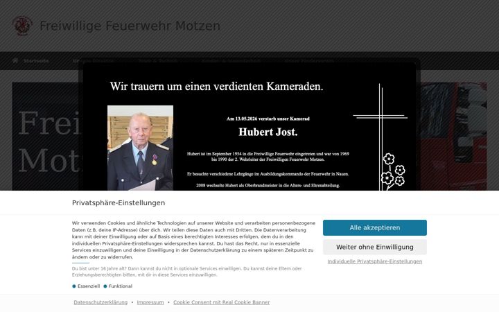 Captură de ecran a feuerwehr-motzen.de