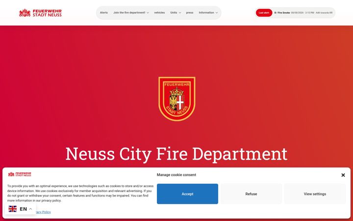 Captură de ecran a feuerwehr-neuss.de