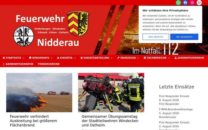 Screenshot of feuerwehr-nidderau.de