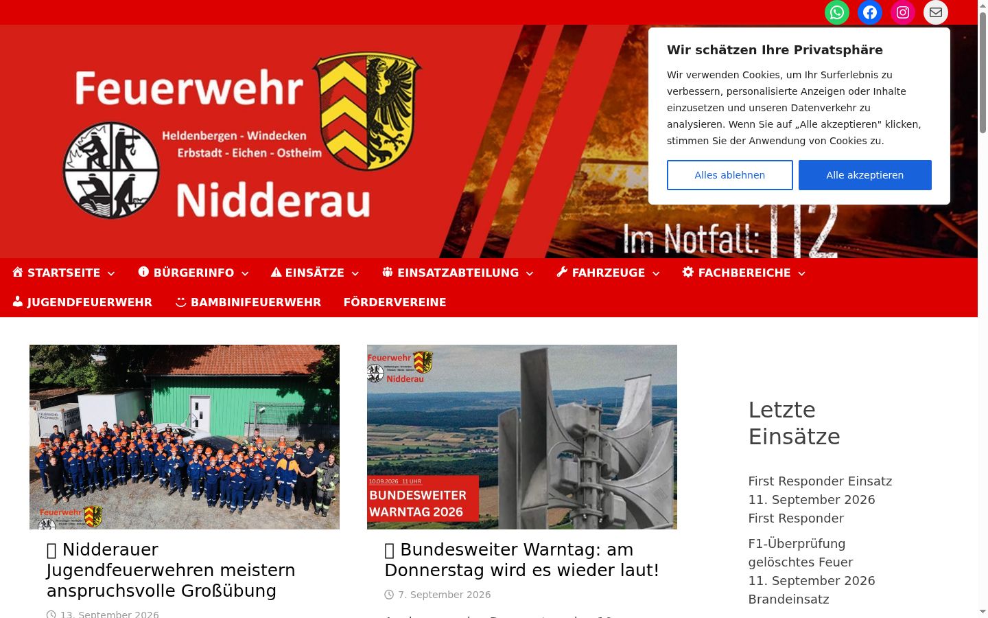 Screenshot des Einwilligungsbanners vor jeglicher Interaktion