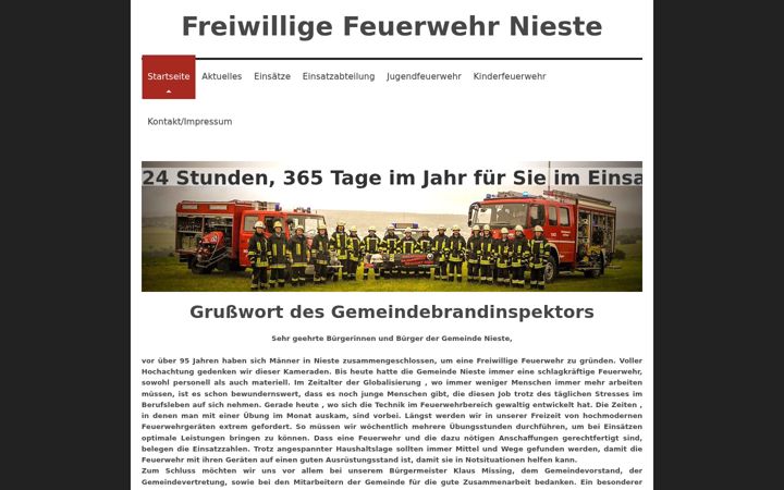 Screenshot of feuerwehr-nieste.de