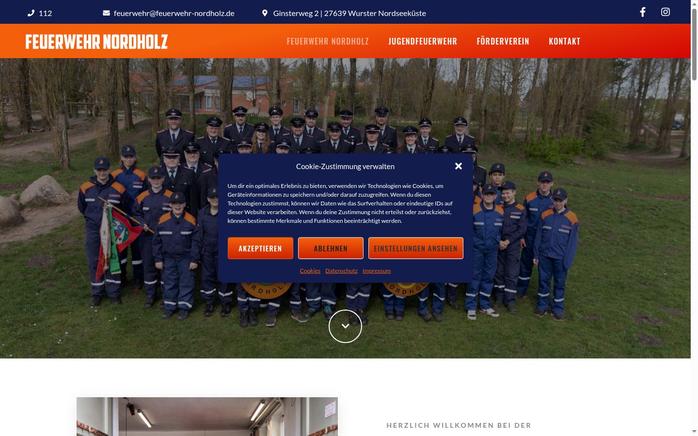 Screenshot des Einwilligungsbanners vor jeglicher Interaktion