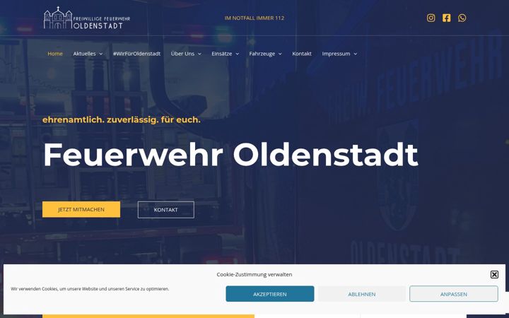 Captură de ecran a feuerwehr-oldenstadt.de