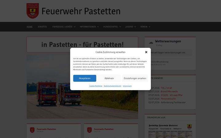 Screenshot of feuerwehr-pastetten.de