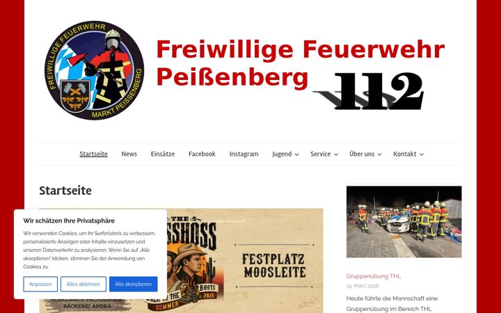 Screenshot of feuerwehr-peissenberg.de