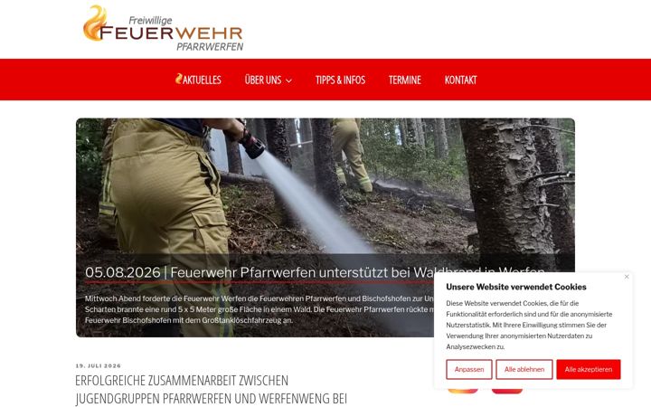 Screenshot of feuerwehr-pfarrwerfen.at
