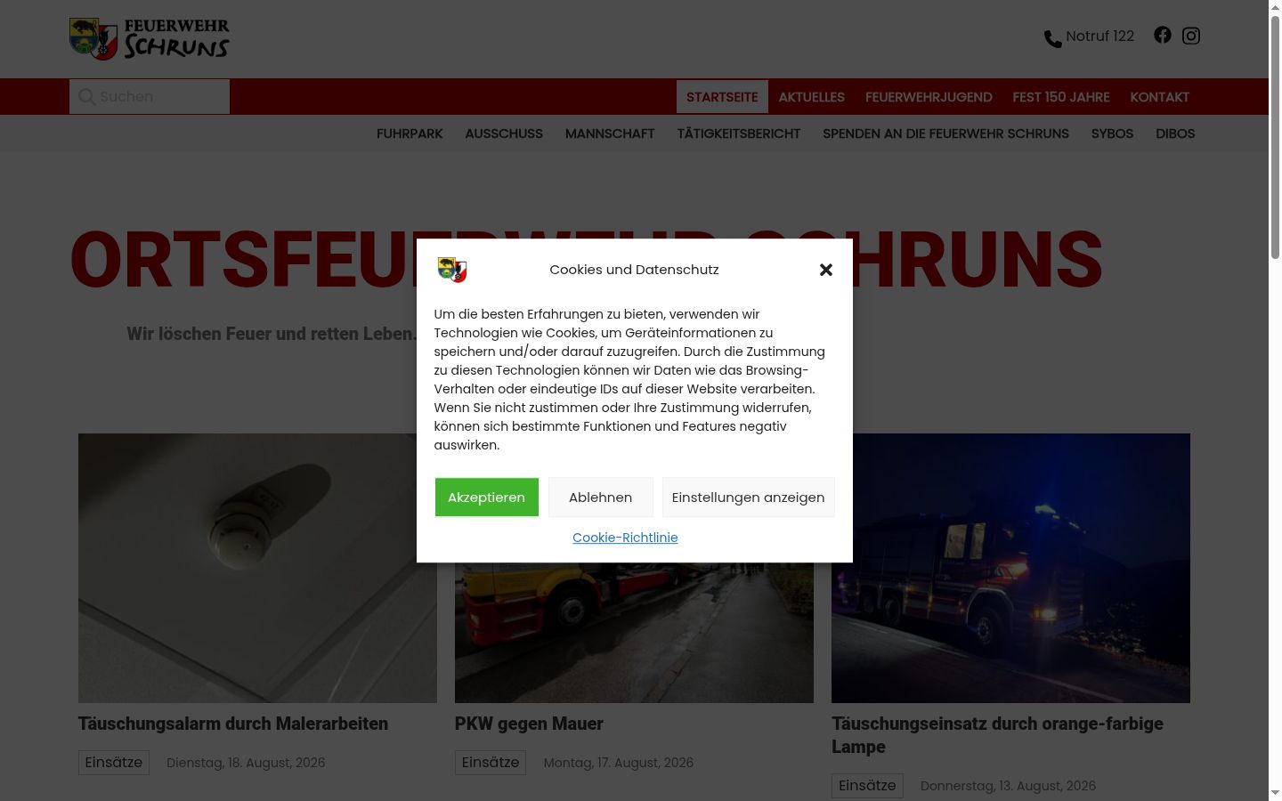 Screenshot of the consent banner shown before any interaction